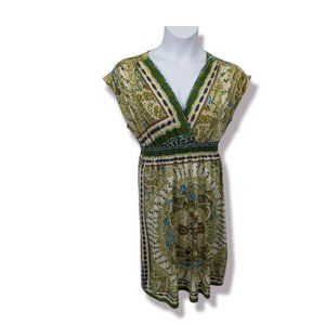 She Cool Green and White Stretch Sleeveless Dress Size 1X